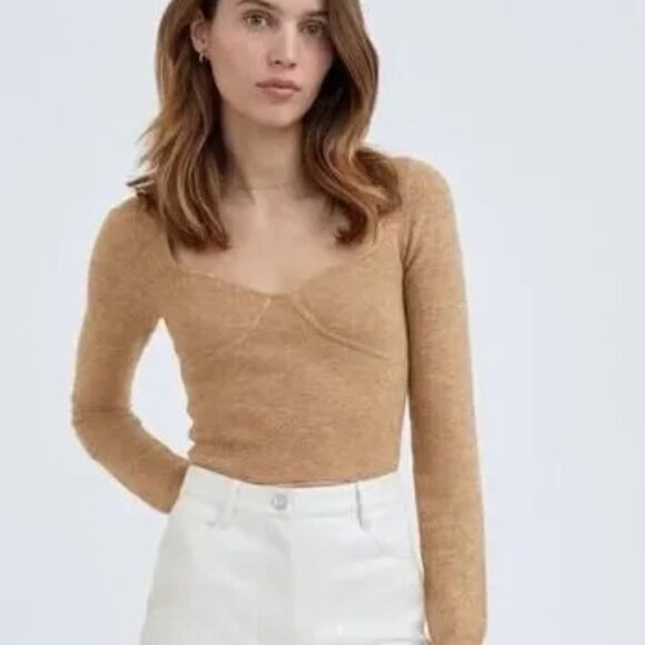 Wilfred Sweaters - Wilfred Greer Sweater Brown cropped in Tan Small cashmere wool